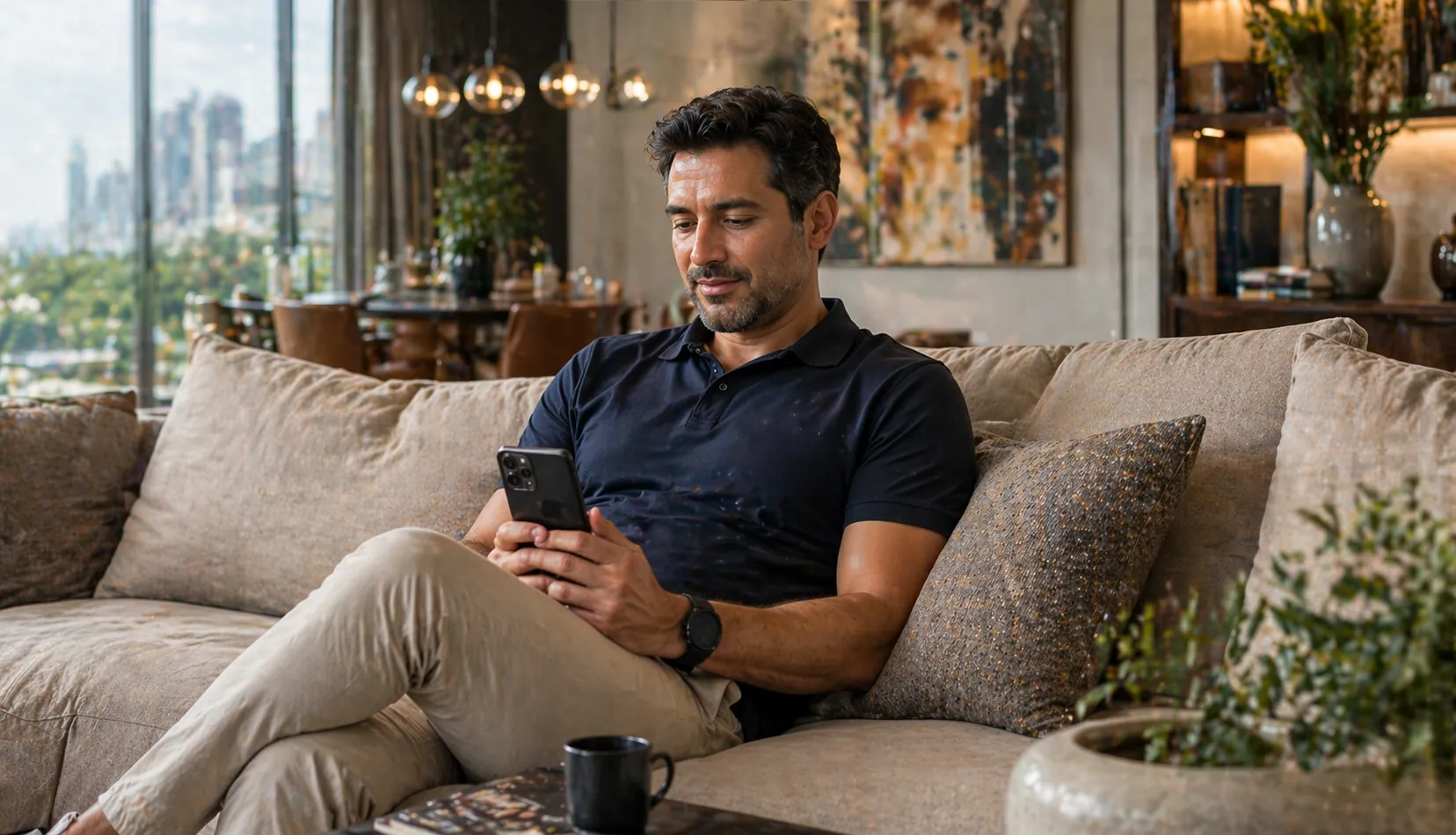 Resident using the ADDA app to activate biometric access on a smartphone